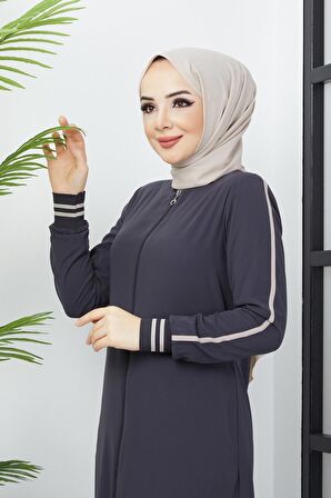 Çizgi Detaylı Antrasit Ferace 